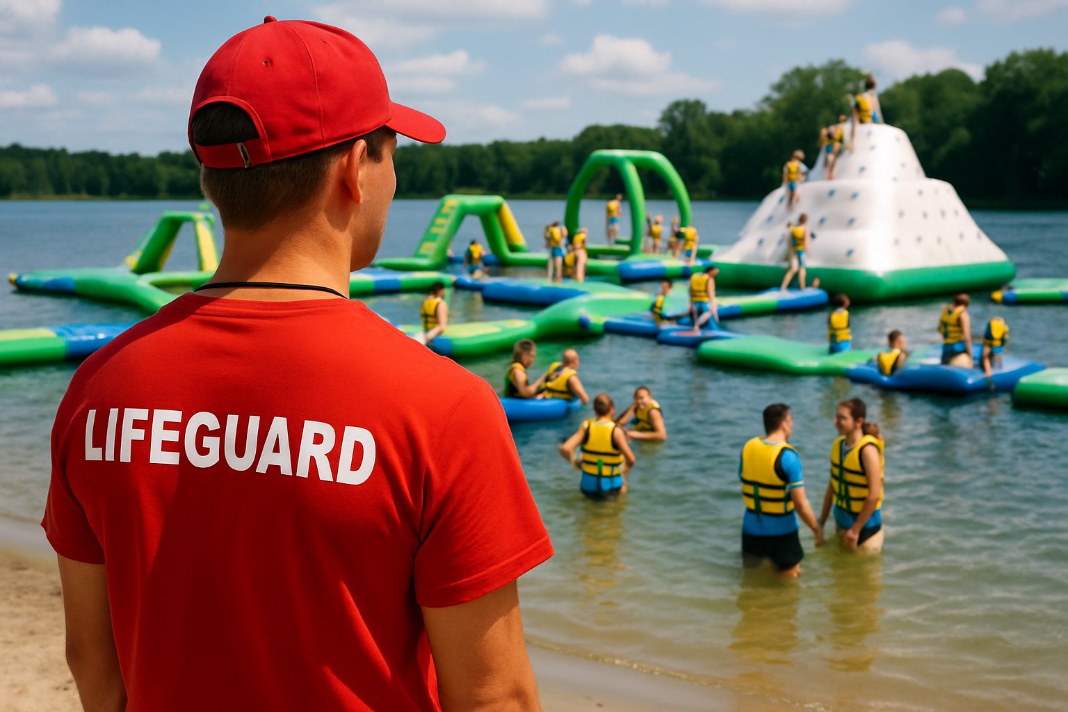 Lifeguard watching a commercial water park