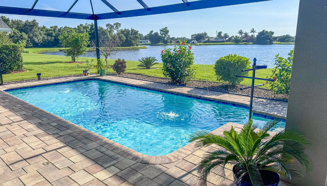 Pool, fountains, nature, lake, swimming, water, summer, tropical, United States, Florida, Harbour Heights