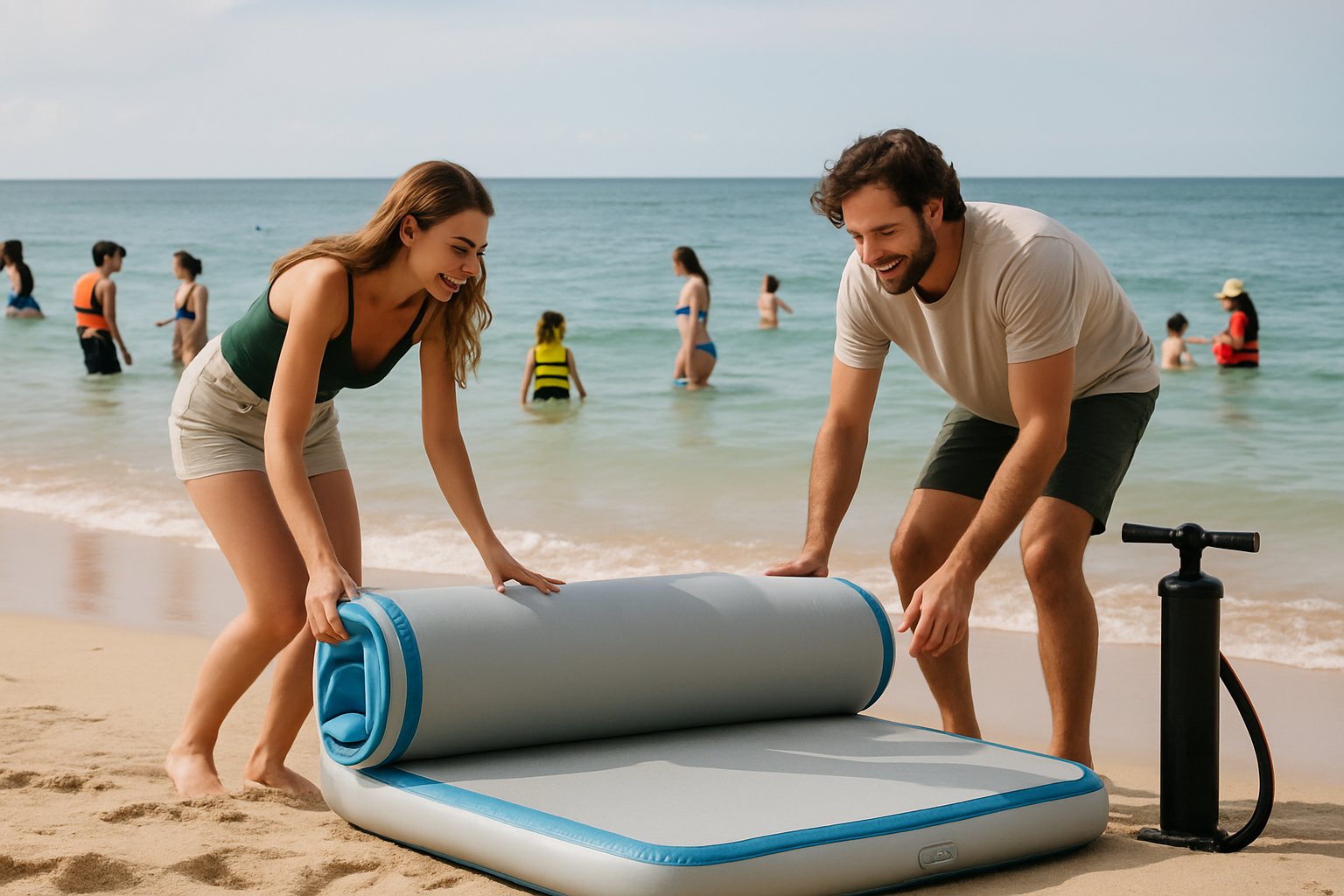 Unrolling an inflatable platform