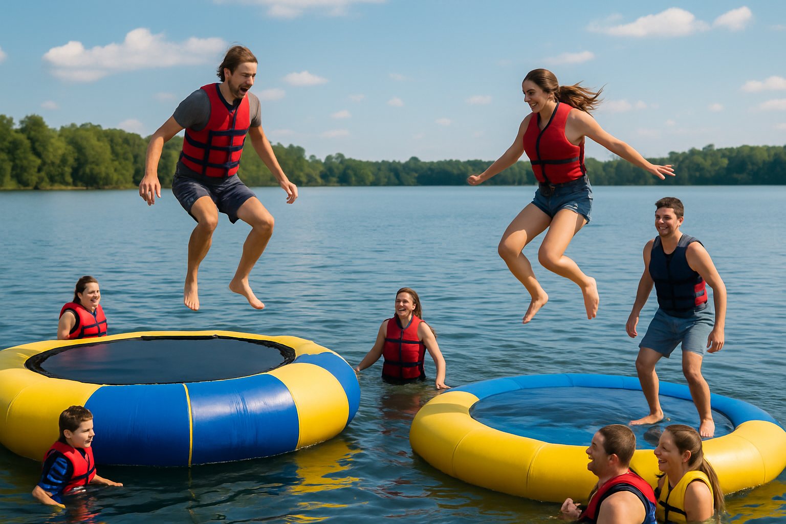 Water Trampoline vs Water Bouncer: Springs, Size and Depth